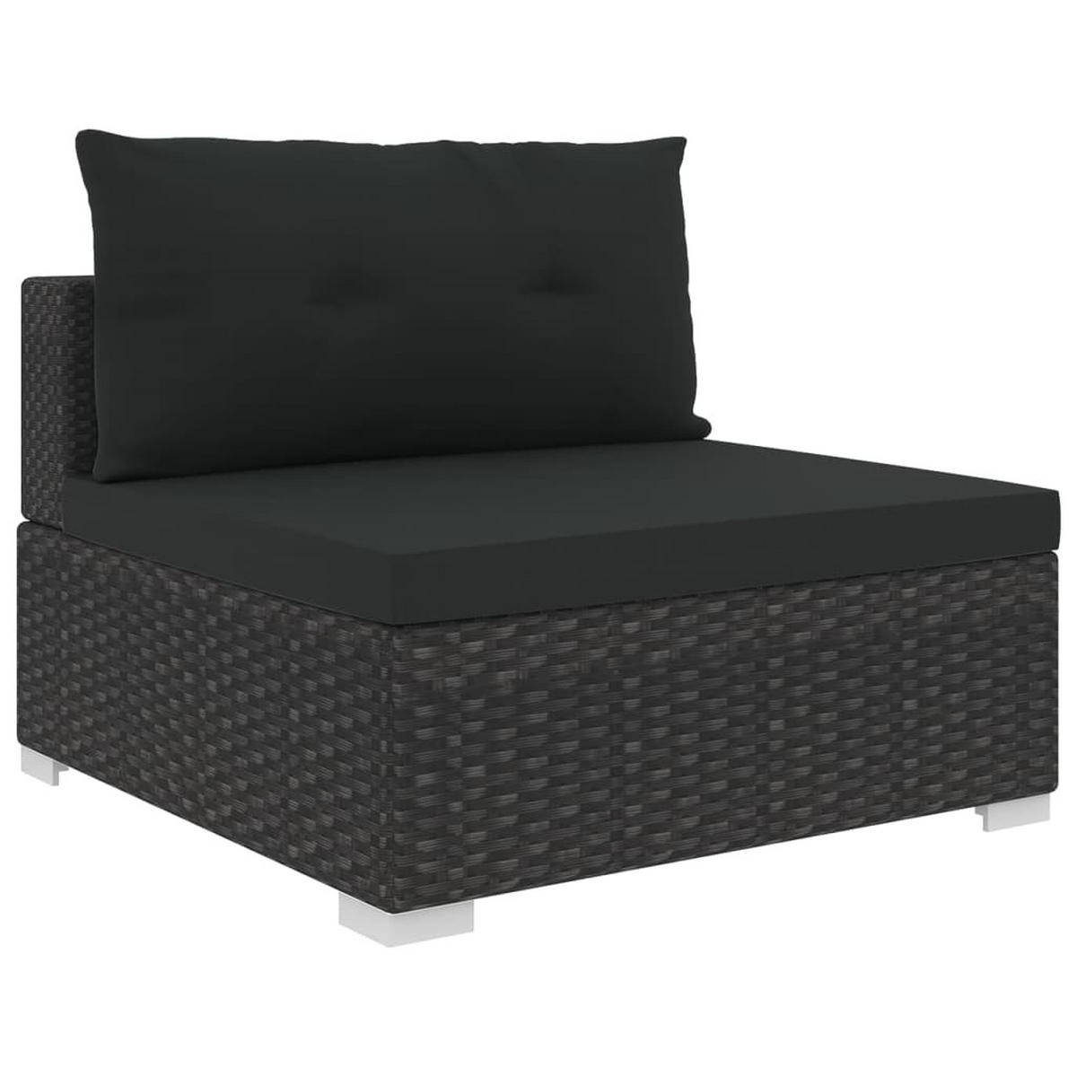 GARTEN-LOUNGE-SET 10Er Set Mit Auflagen Poly Rattan Schwarz - Schwarz, Kunststoff - vidaXL