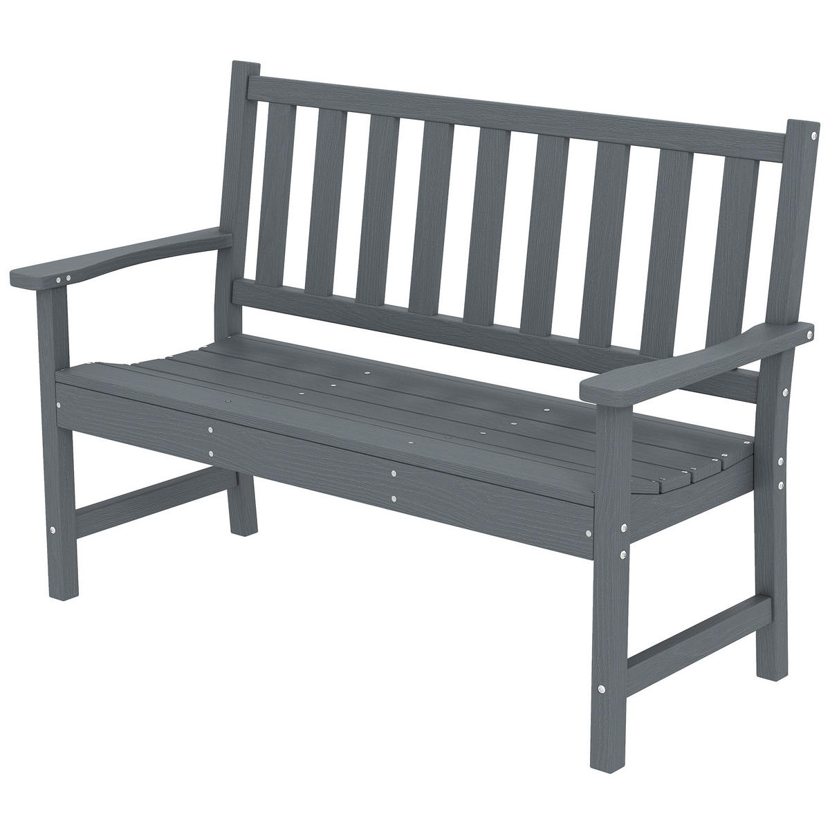 GARTENBANK 2-Sitzer DE-08349 wetterfest, Lamelldesign, Holzoptik Grau - Grau, Kunststoff (130/91/59cm) - ComfortXL