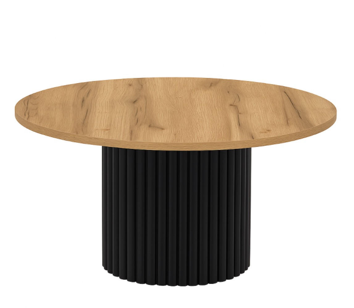 TISCH Gold Craft Eiche Riko Rund Metallgestell - Goldfarben/Braun, Holzwerkstoff (1/1/42cm) - Sepro Meble