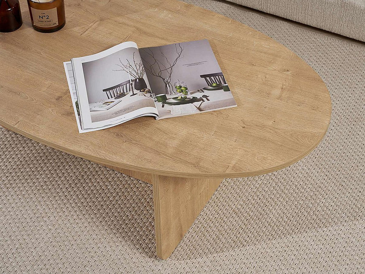 COUCHTISCH - 120 cm x 65 cm - Holz, Platte - Naturfarben Hell ISENORA - Naturfarben, Holz (65/120/40cm) - Vente-Unique
