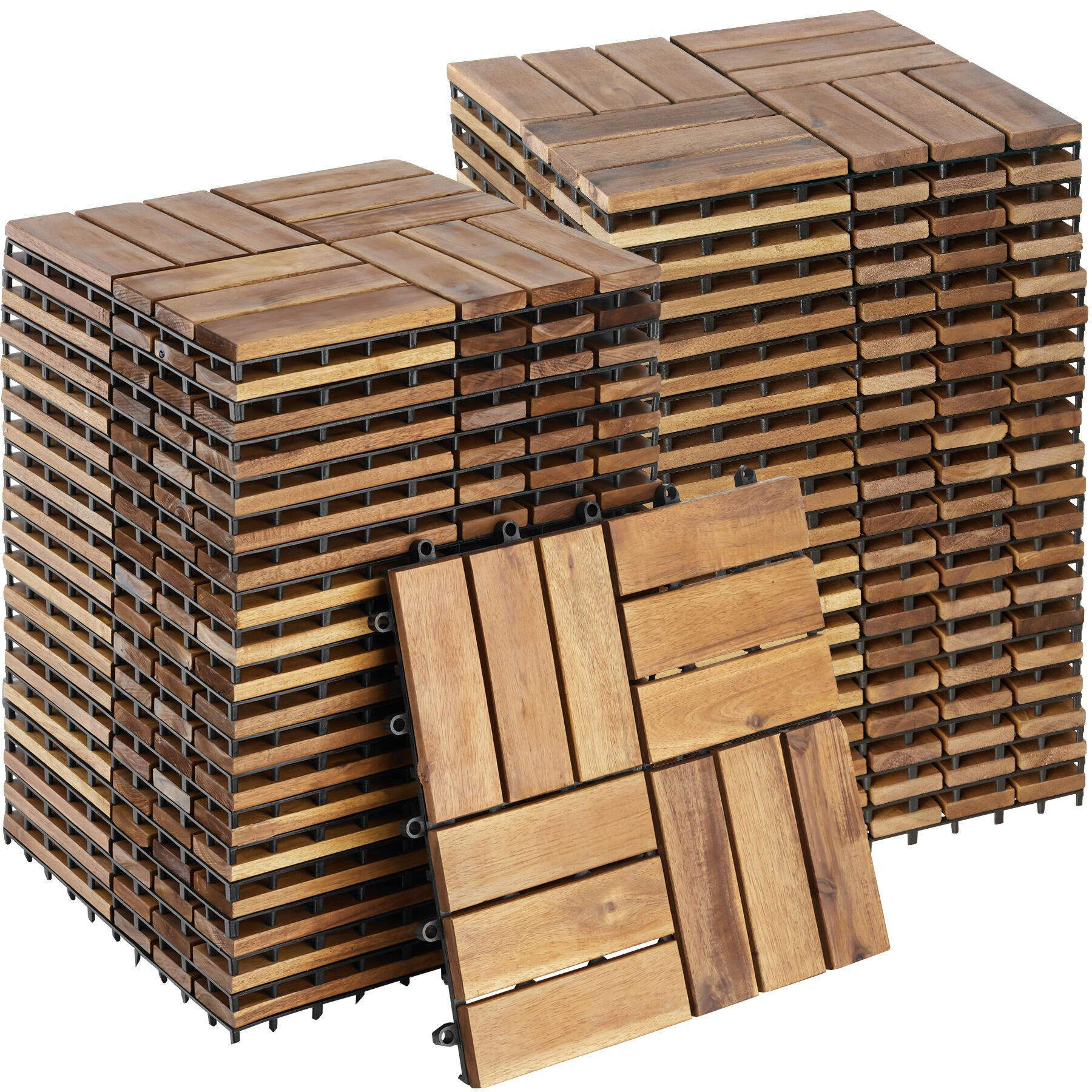 TERRASSENFLIESEN Tabula,Maße je Fliese 31 x 31 x 2,2 cm,braun - Braun, Holz (31/31/2.2cm) - tectake