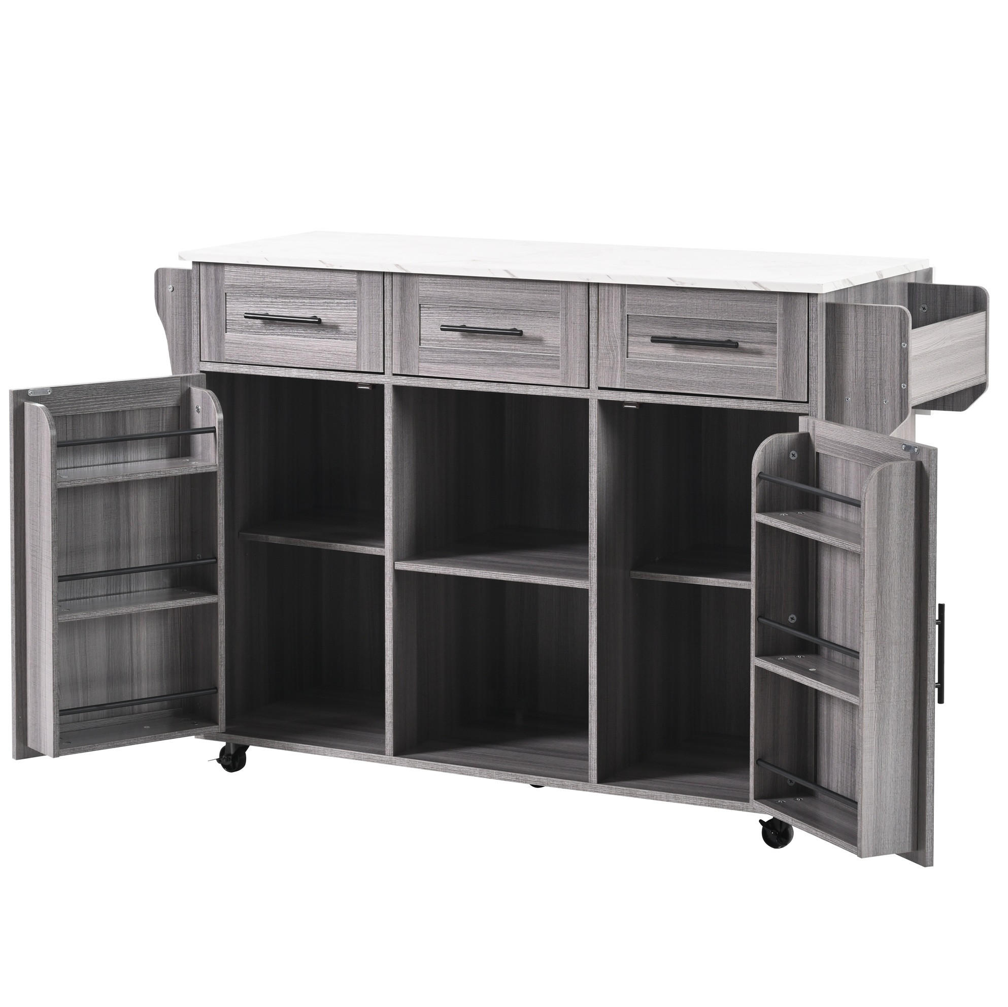 SERVIERWAGEN mit klappbarer Tischplatte 139 x 46(71) x 91,5 cm Grau MDF - Grau, Holz (46/91.5/139cm) - Beauniv