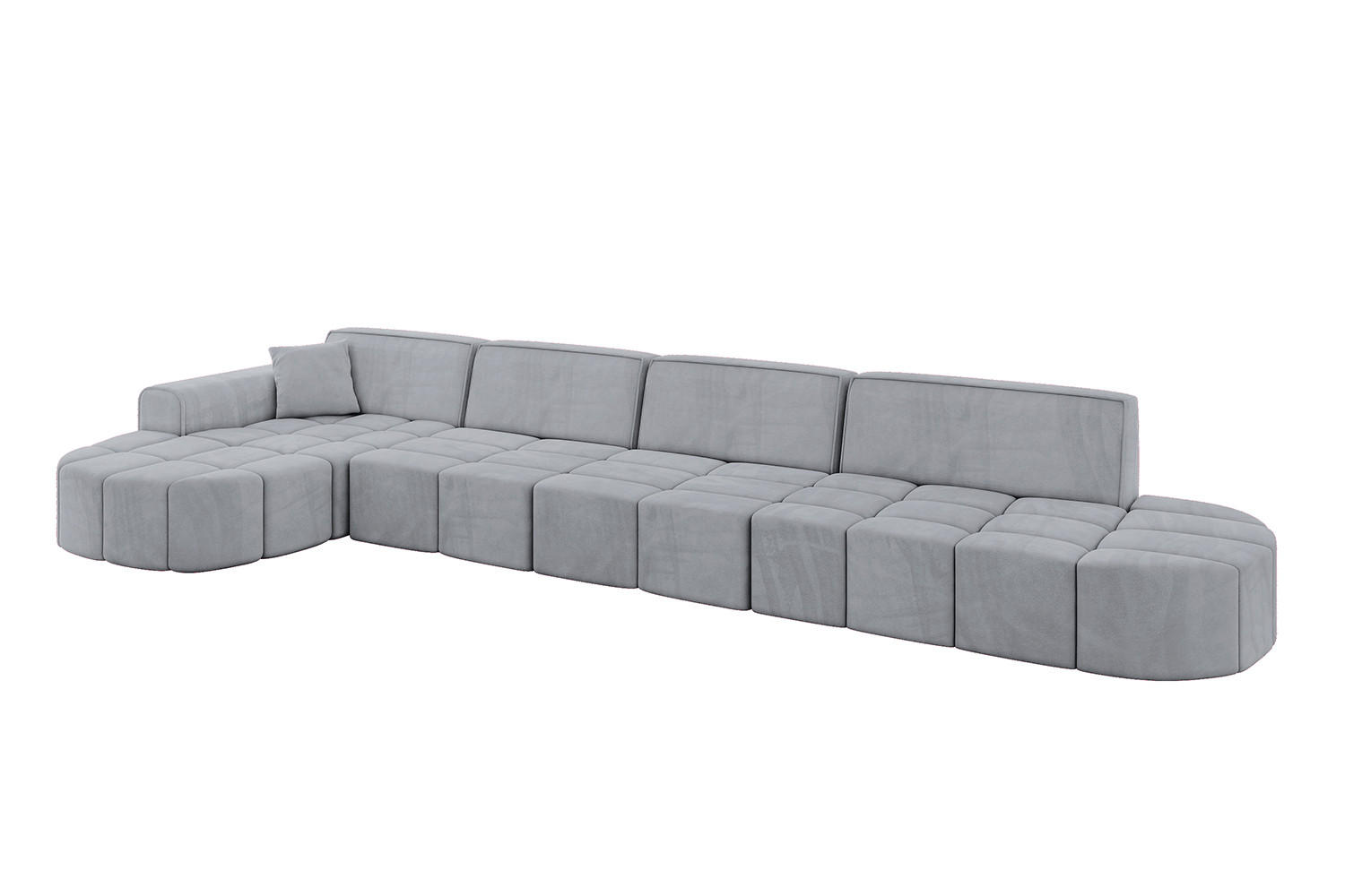 ECKSOFA Ottomane Links LIVO-L3 - 422x173x79,5 cm Hellgrau - Grau, Holzwerkstoff/Textil (422/173cm) - ALTDECOR