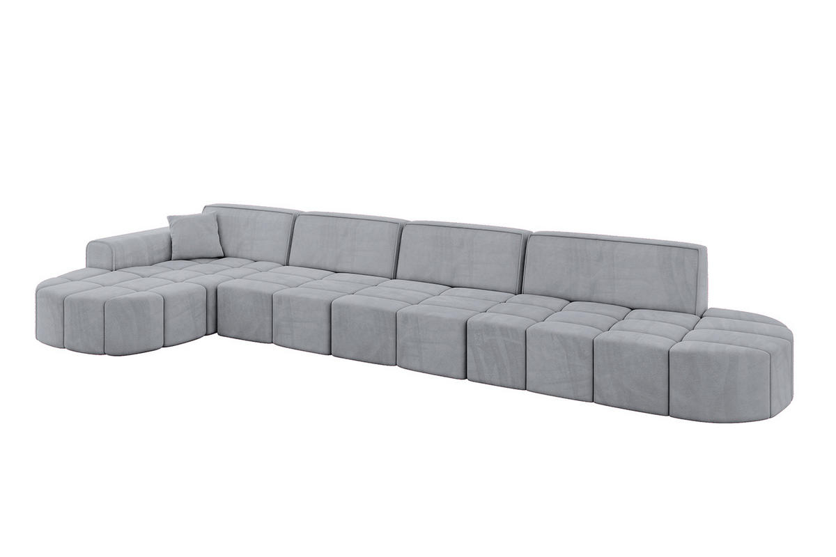 ECKSOFA Ottomane Links LIVO-L3 - 422x173x79,5 cm Hellgrau - Grau, Holzwerkstoff/Textil (422/173cm) - ALTDECOR