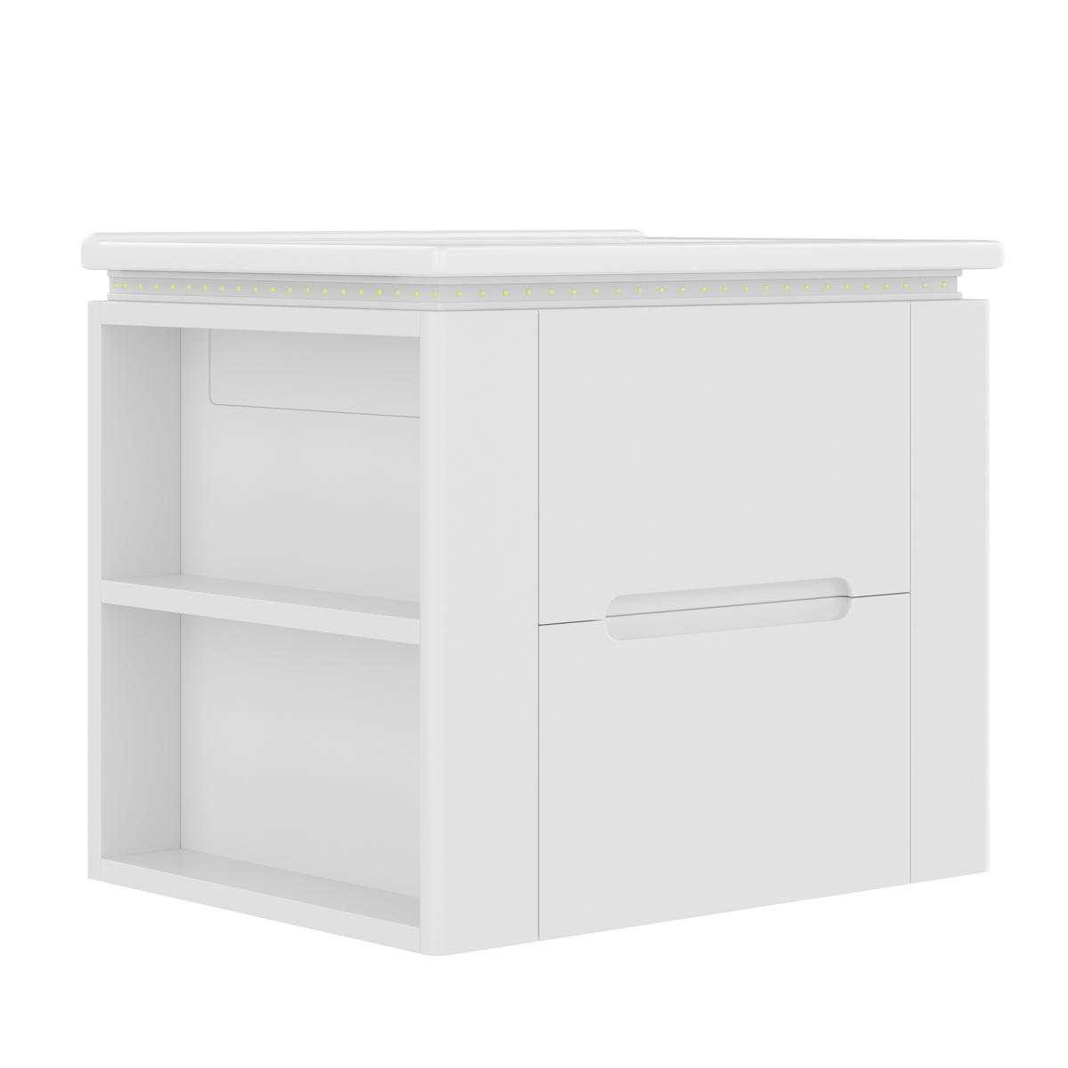 WANDMONTIERTER Badezimmerschrank 61x46x48.5cm in Weiß mit Radar-Sensor-LED & Keramikbecken - Weiß, Holzwerkstoff (61/48.5/46cm) - Modfu