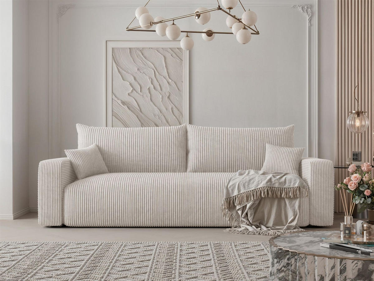 SCHLAFSOFA Luna - Weiß, Holzwerkstoff/Textil (246/79/96cm) - Fun Möbel