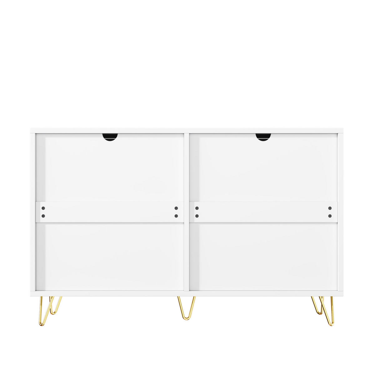 SIDEBOARD 120/40/77 cm weiß/gold aus Spanplatte mit 6 Schubladen - Weiß, Holzwerkstoff (120/77/40cm) - OKWISH