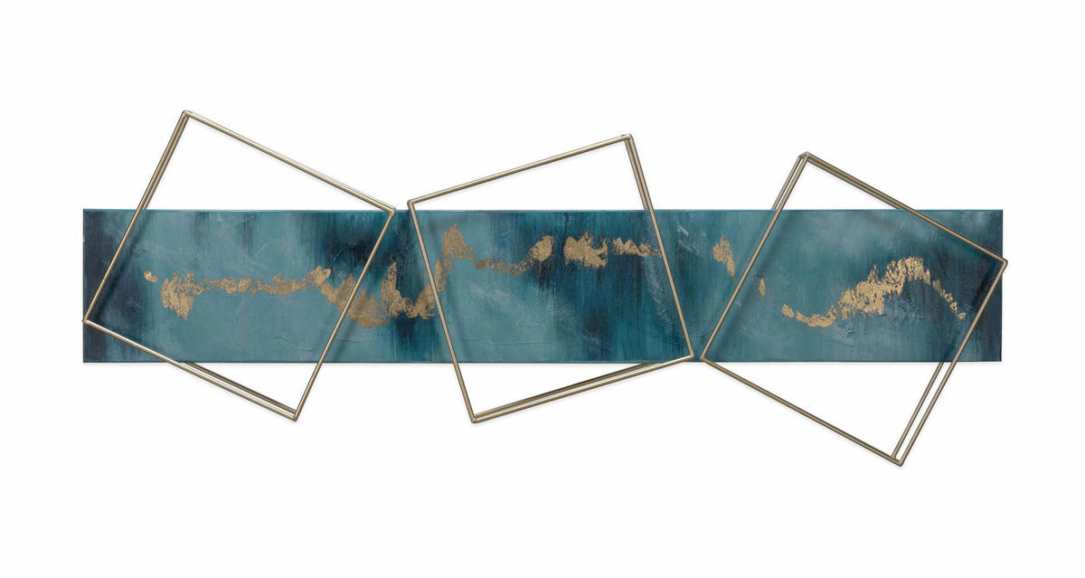 WANDDEKO Blau 120/40 cm - Blau, Metall (2.2/40/6cm) - KUNSTLOFT