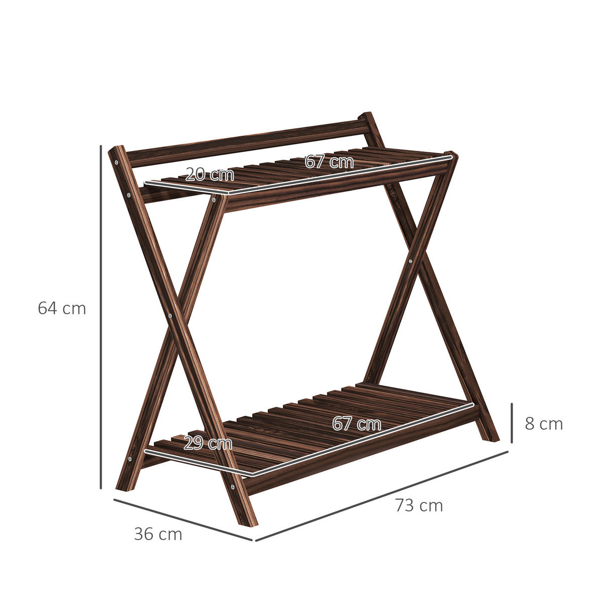 BLUMENTREPPE-SET DE-12199 2er-Set, 2-stufig mit Rückhaltebügel Braun - Braun, Holz (36/64/73cm) - ComfortXL