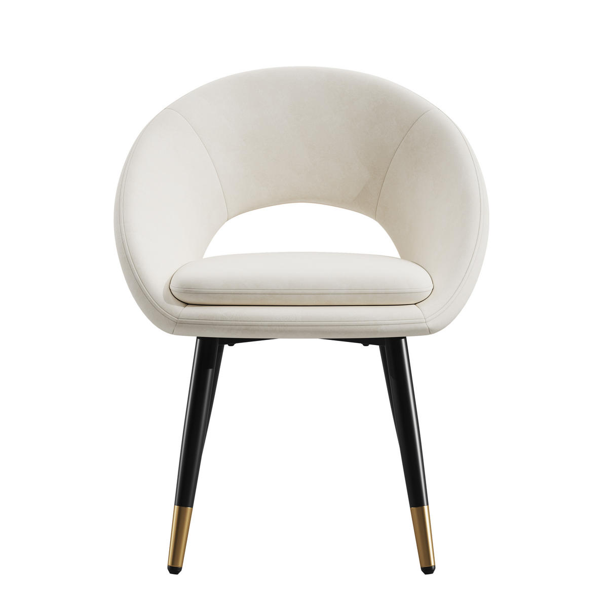 JÍDELNÍ ŽIDLE ergonomické (sada 2 ks), sametové čalounění, kovové nohy - béžová, textil (59/77.5/59cm) - Urban Meuble