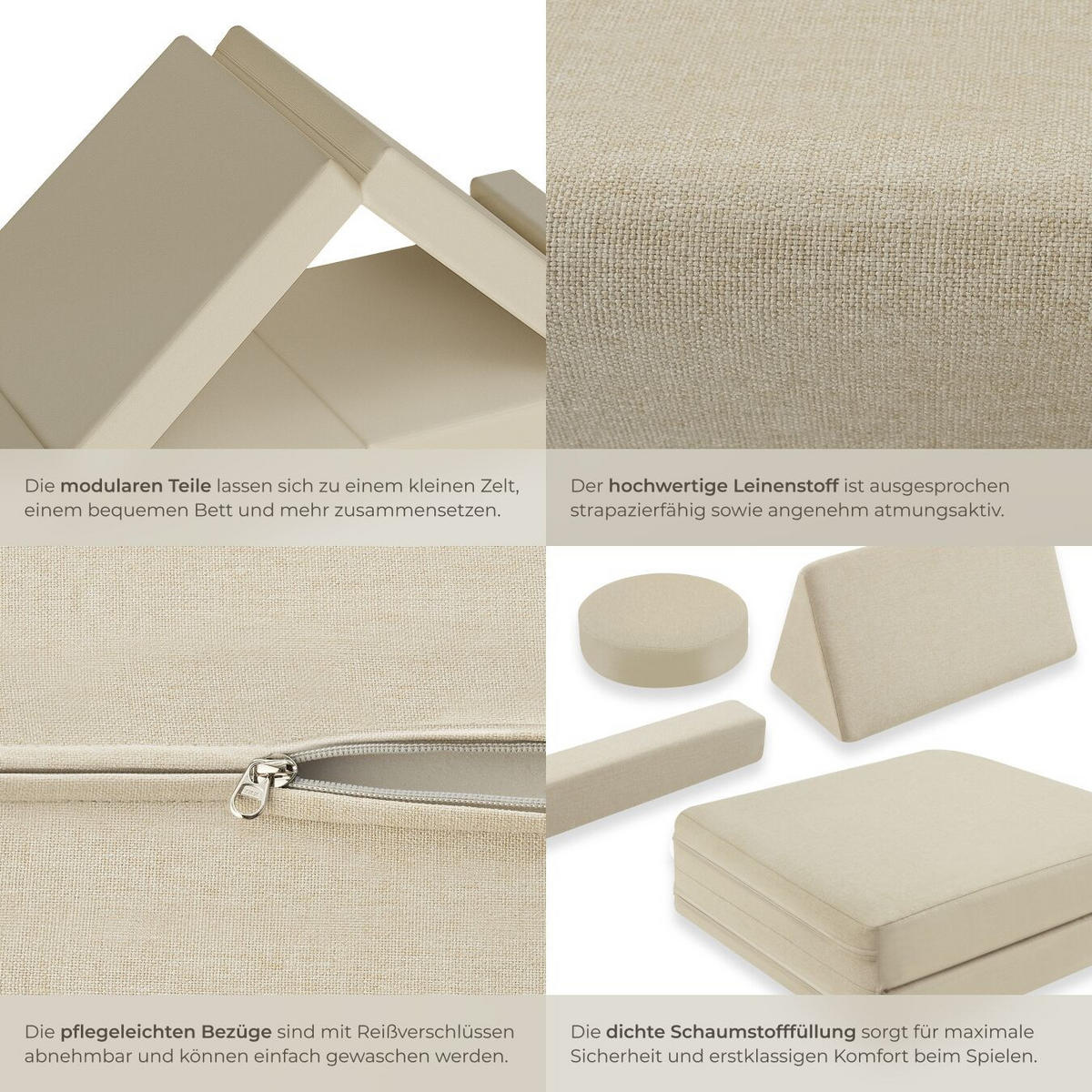 SPIELSOFA Lilly,stapelbar,beige - Beige, Textil (160/56/80cm) - tectake