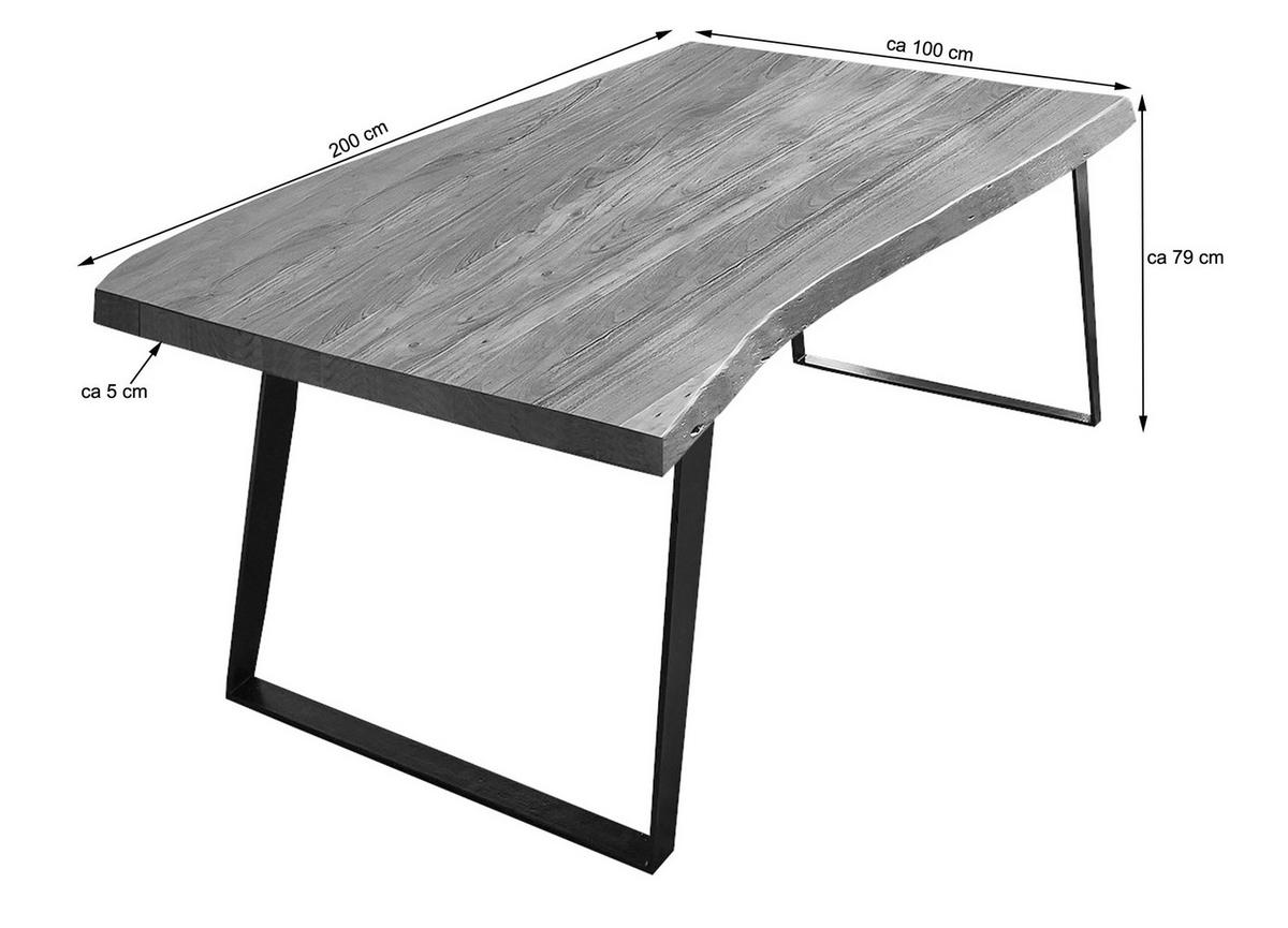 ESSTISCH HALMSTAD - Beige/Schwarz, Holz/Metall (100/200/79cm) - SAM