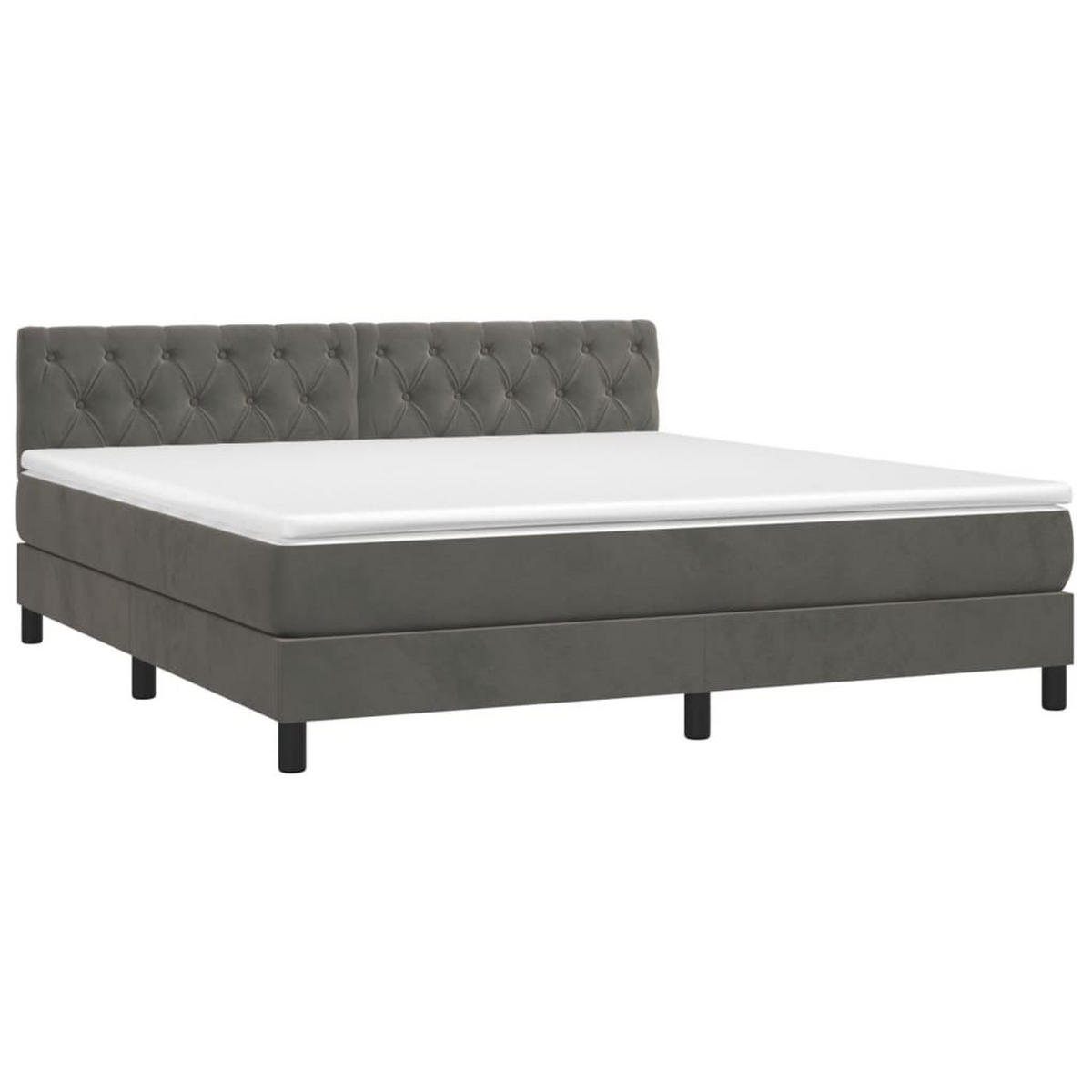 BOXSPRINGBETT MIT MATRATZE DUNKELGRAU 160X200 CM SAMT - Dunkelgrau, Holz/Textil (160/200cm) - vidaXL