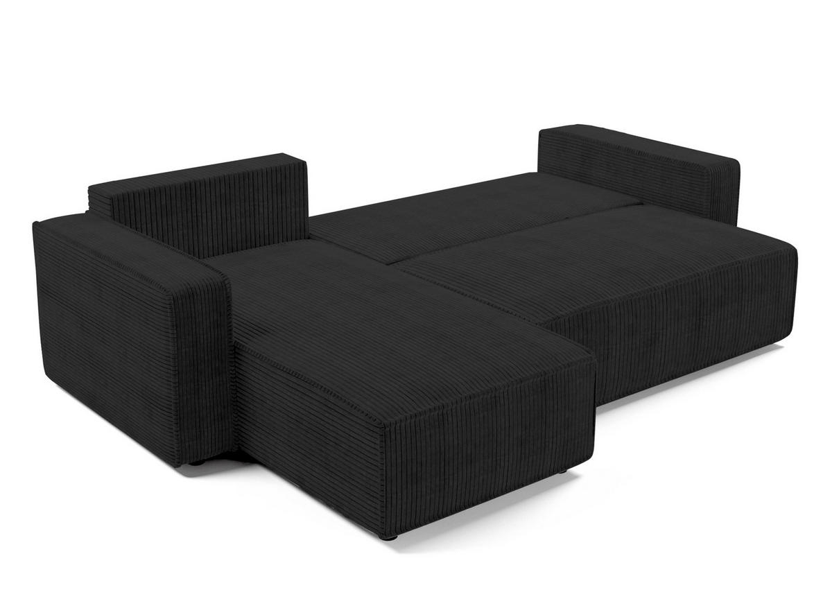 ECKSOFA L Form Aydin Dunkelgrau 258/169/85 cm Cord Universal mit Schlaffunktion - Dunkelgrau/Schwarz, Kunststoff/Textil (258/169cm) - AX Living