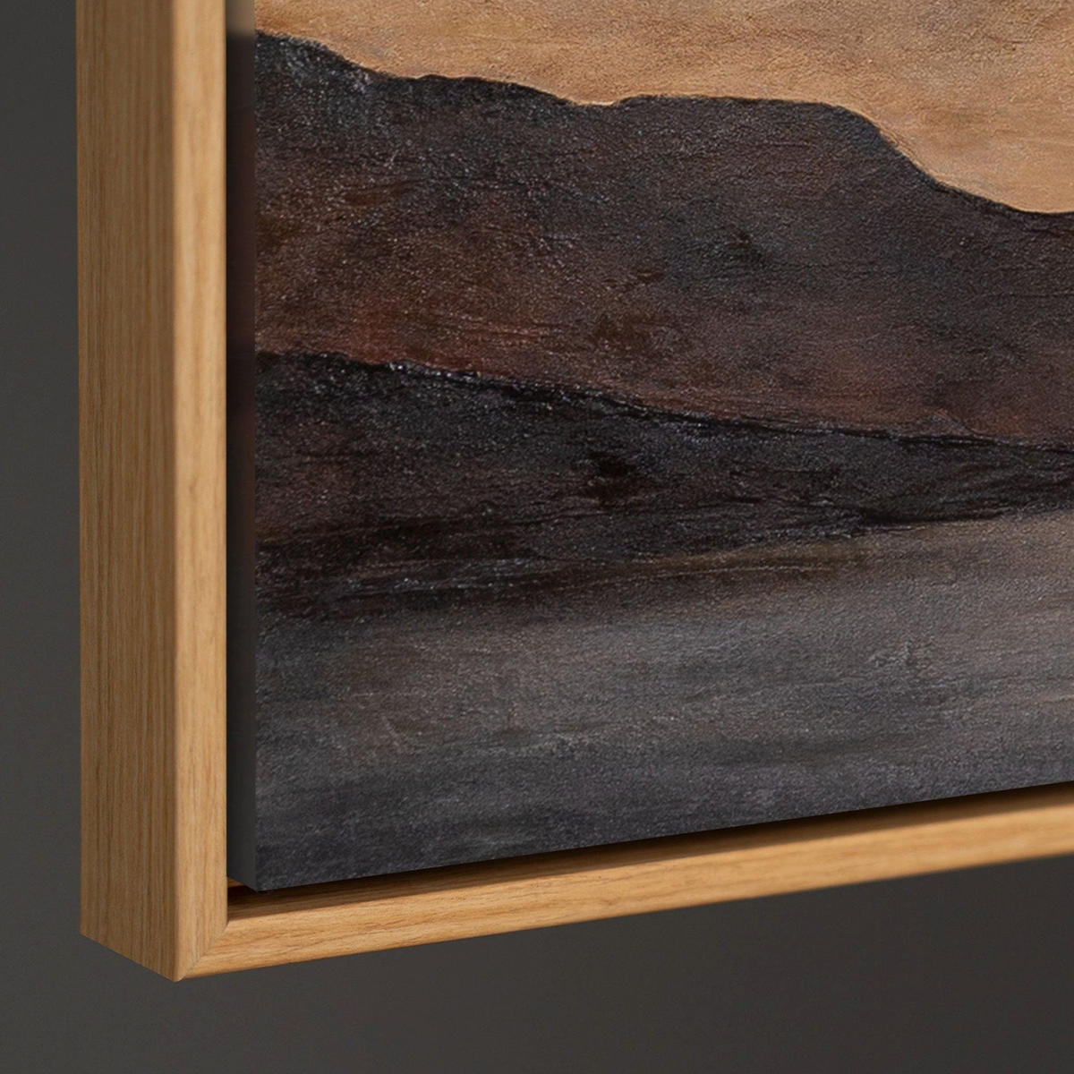 GEMÄLDE Sanfter Sonnenaufgang Schattenfugenrahmen Eichefarben 160x80 cm - Eichefarben, Holz (160/80cm) - YS-art gallery