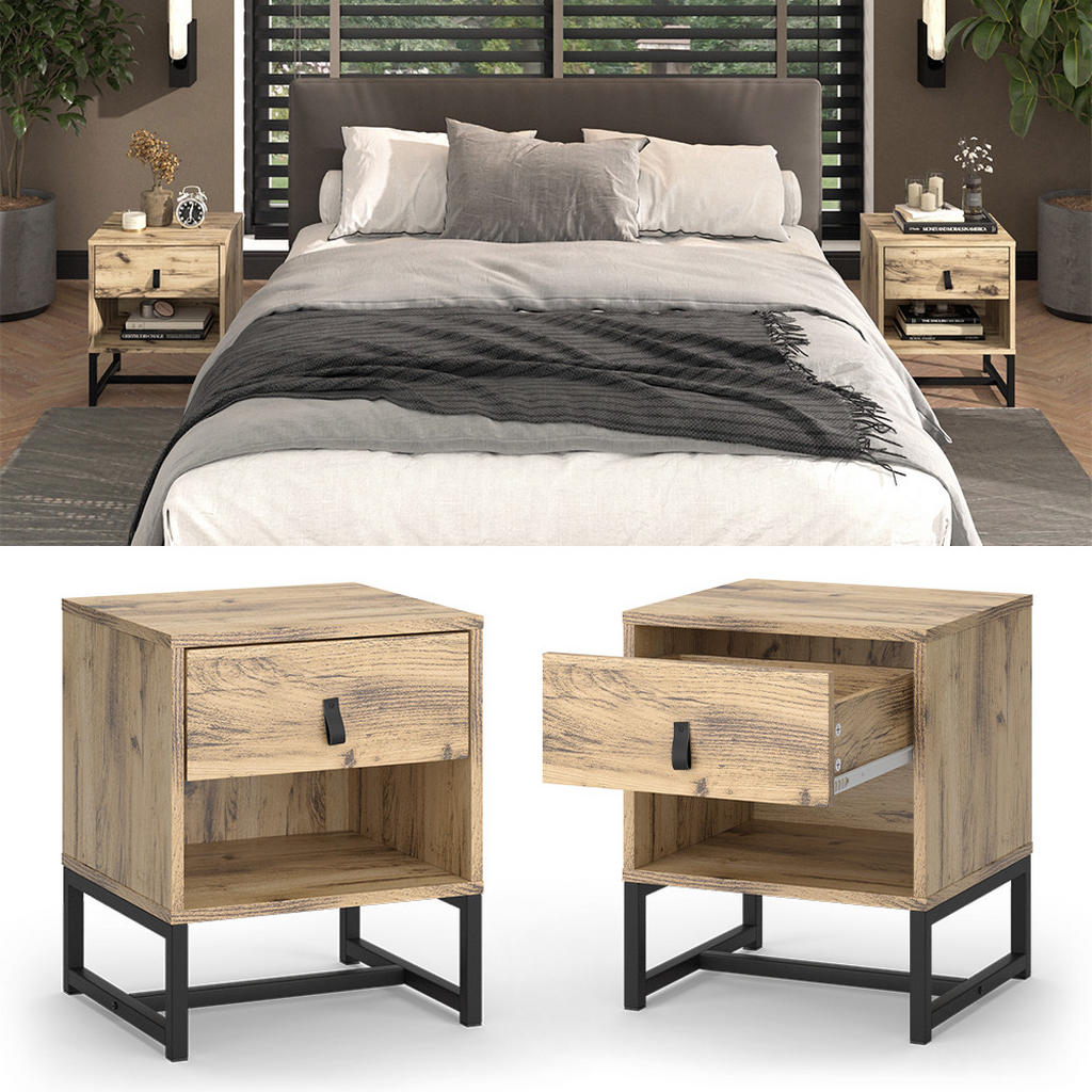 Thumbnail - Vicco Nachttisch, Eiche, Holzwerkstoff, Rechteckig, 39x47x35 cm, Schlafzimmer, Nachttische