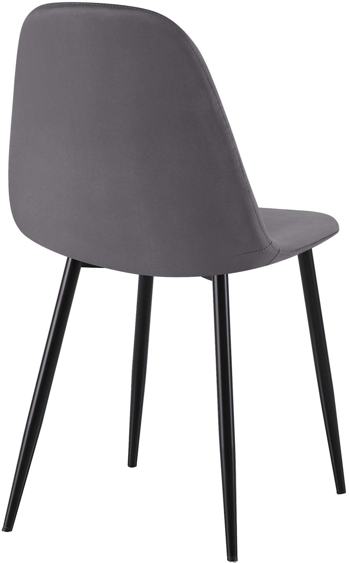 STUHL 4er Set Samt Dunkelgrau - Dunkelgrau/Schwarz, Textil/Metall (44/88/51cm) - CLP
