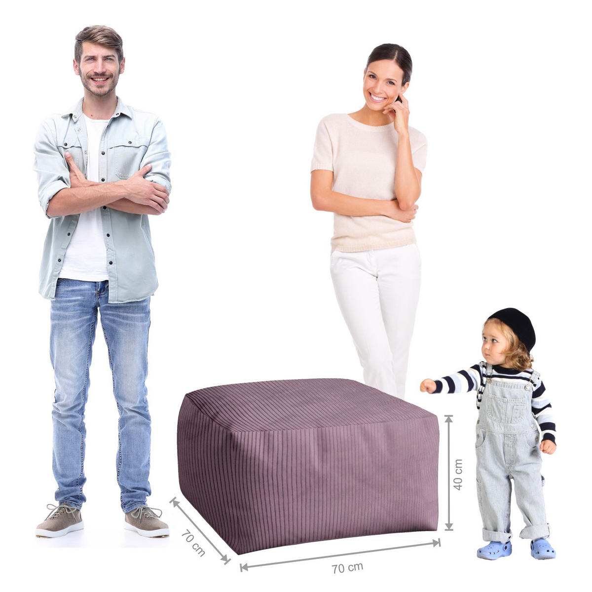 SITZSACK COMFORT Plum Smoothie - Pink/Violett, Textil (70/40/70cm) - Dreamroots