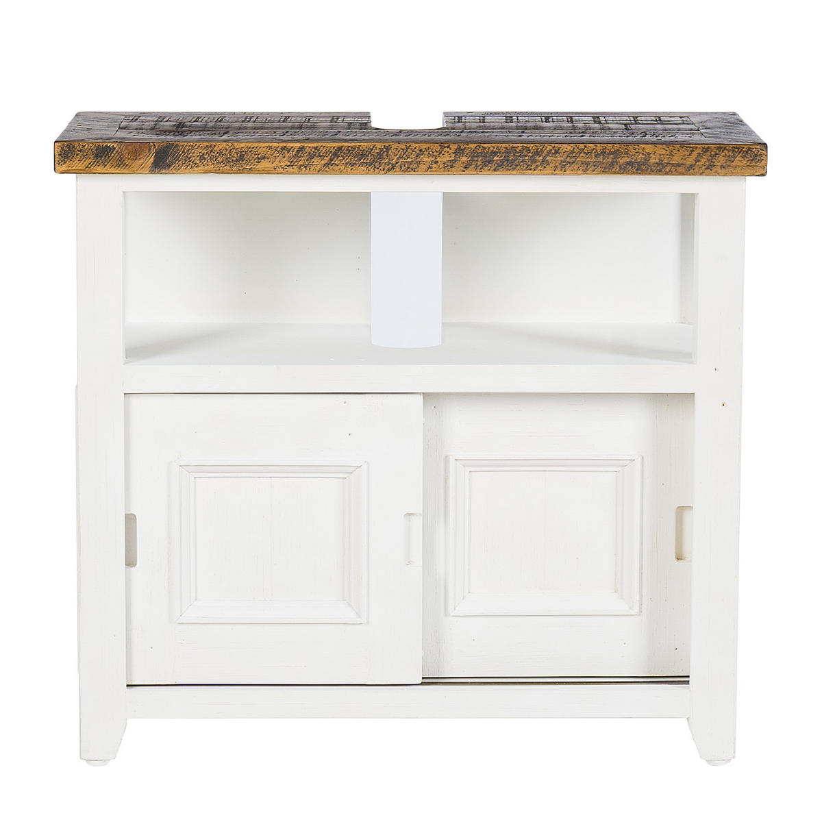 WASCHBECKENUNTERSCHRANK - Kiefer massiv - Weiß, Holz (75/68/35cm) - home24