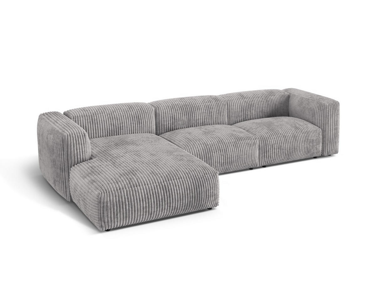 ECKSOFA modular links Martina aus Cord hellgrau 3 Sitzplätze - Hellgrau, Textil (176/332cm) - Micadoni
