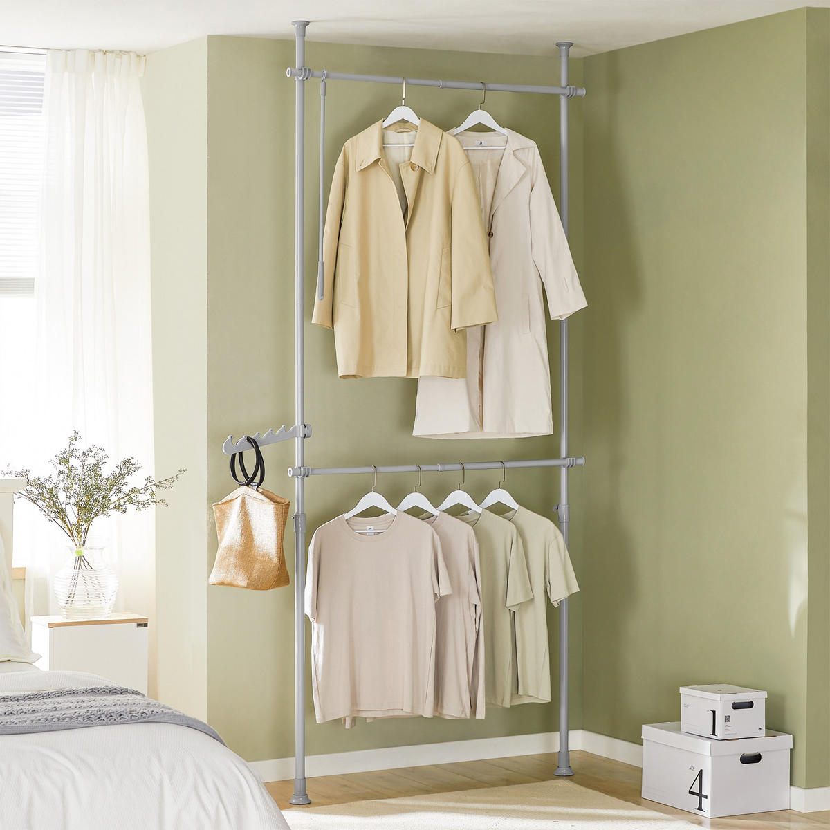 TELESKOP GARDEROBEN SYSTEM Grau - Grau, Kunststoff (113/285/1cm) - SoBuy