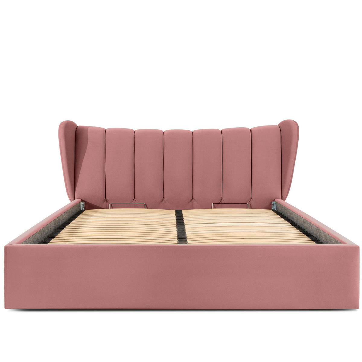 POLSTERBETT GIZO, Muschel-Design - Pink/Schwarz, Holz/Holzwerkstoff (202/204cm) - KONSIMO®