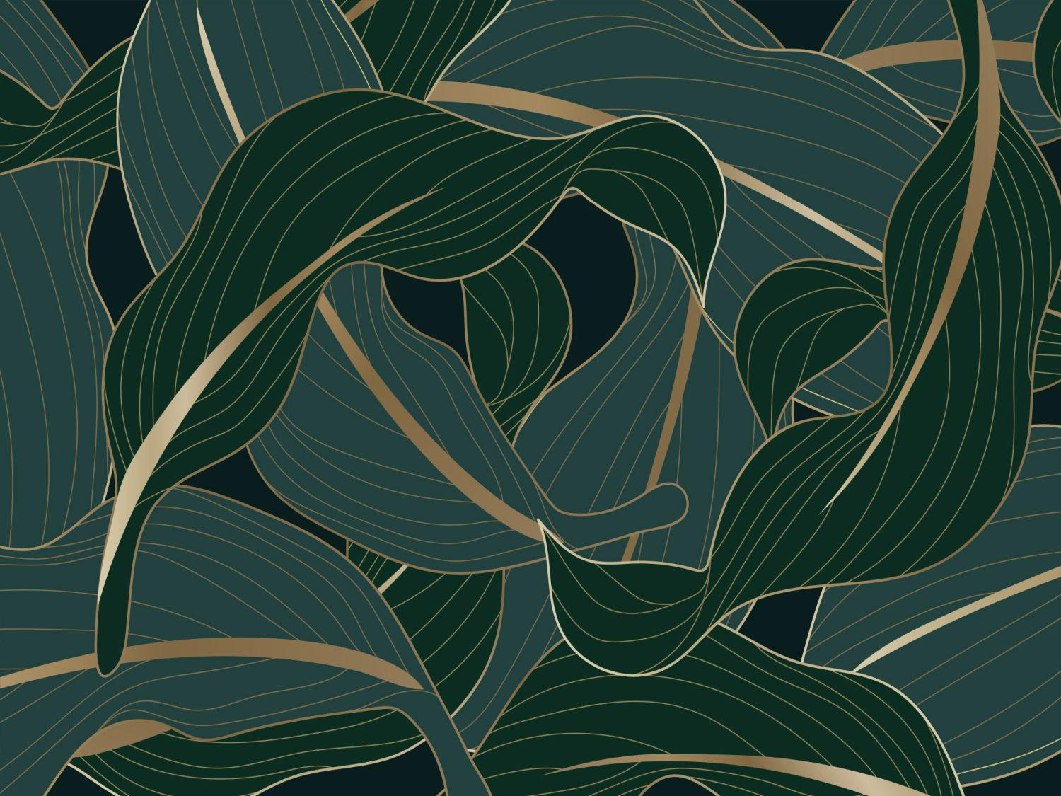 FOTOTAPETE Blätter 375 x 270 cm - Grün, Papier (375/270cm) - Sanders & Sanders