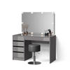 SCHMINKTISCH Imola Grau mit LED Beleuchtung und Hocker - Grau, Holzwerkstoff (120/75/55cm) - Livinity®