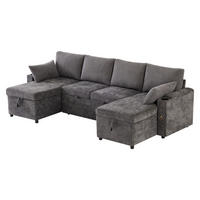 SCHLAFSOFA U-Form mit Getränkehaltern und Stauraum, Grau - Grau, Textil (272/84/131cm)