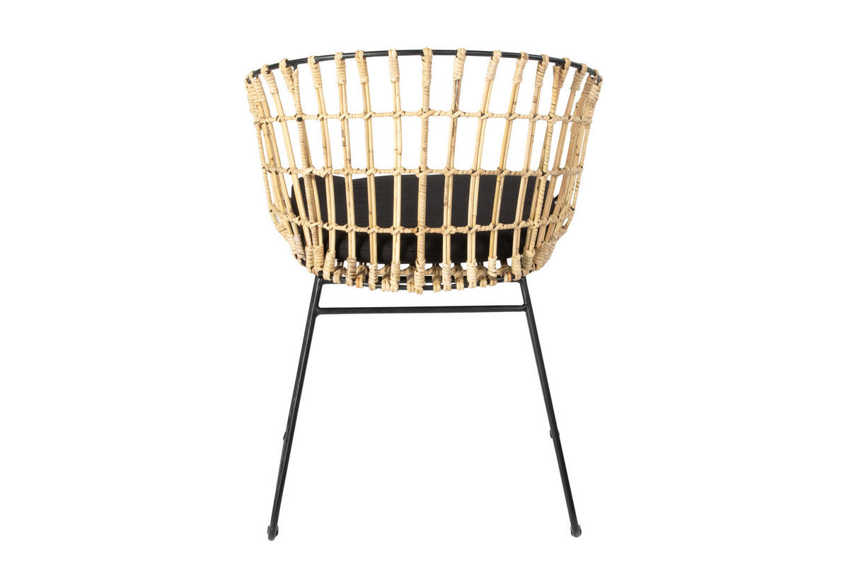 ESSZIMMERSTUHL LIMA - Beige/Schwarz, Naturmaterialien/Metall (45/80/45cm) - SAM