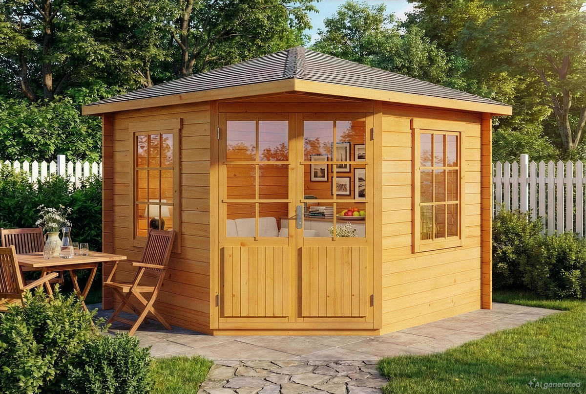 GARTENHAUS Holz Monica - Pinienfarben, Holz (320/266/320cm) - Alpholz