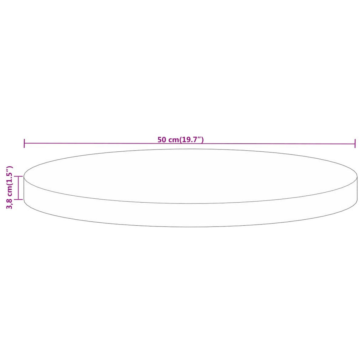 TISCHPLATTE Ø50/3,8 Cm Rund Massivholz Mango - Braun, Holz (50/50/3.8cm) - vidaXL