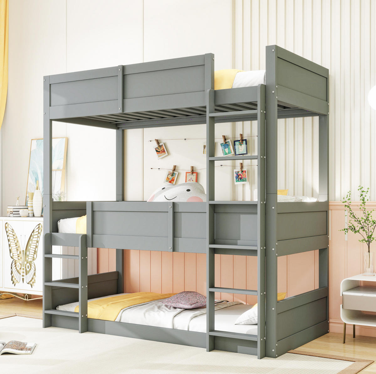 HOCHBETT 90/200 cm aus Holz mit hohem Geländer, Grau - Grau, Holz (90/200cm) - OKMYHOME