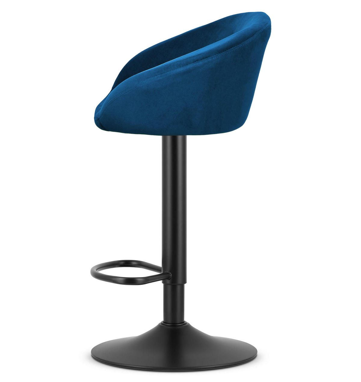 BARHOCKER 2-er Set EAST marineblauer Sitz, schwarze Basis - Schwarz/Dunkelblau, Textil (53/103/46cm) - Valora