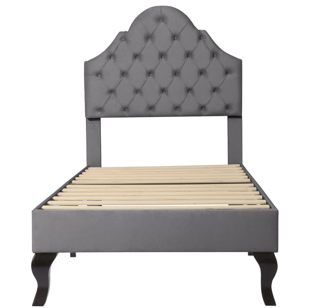 POLSTERBETT 90/200 cm grau aus Samt mit Lattenrost - Grau, Textil (90/200cm) - OKMYHOME