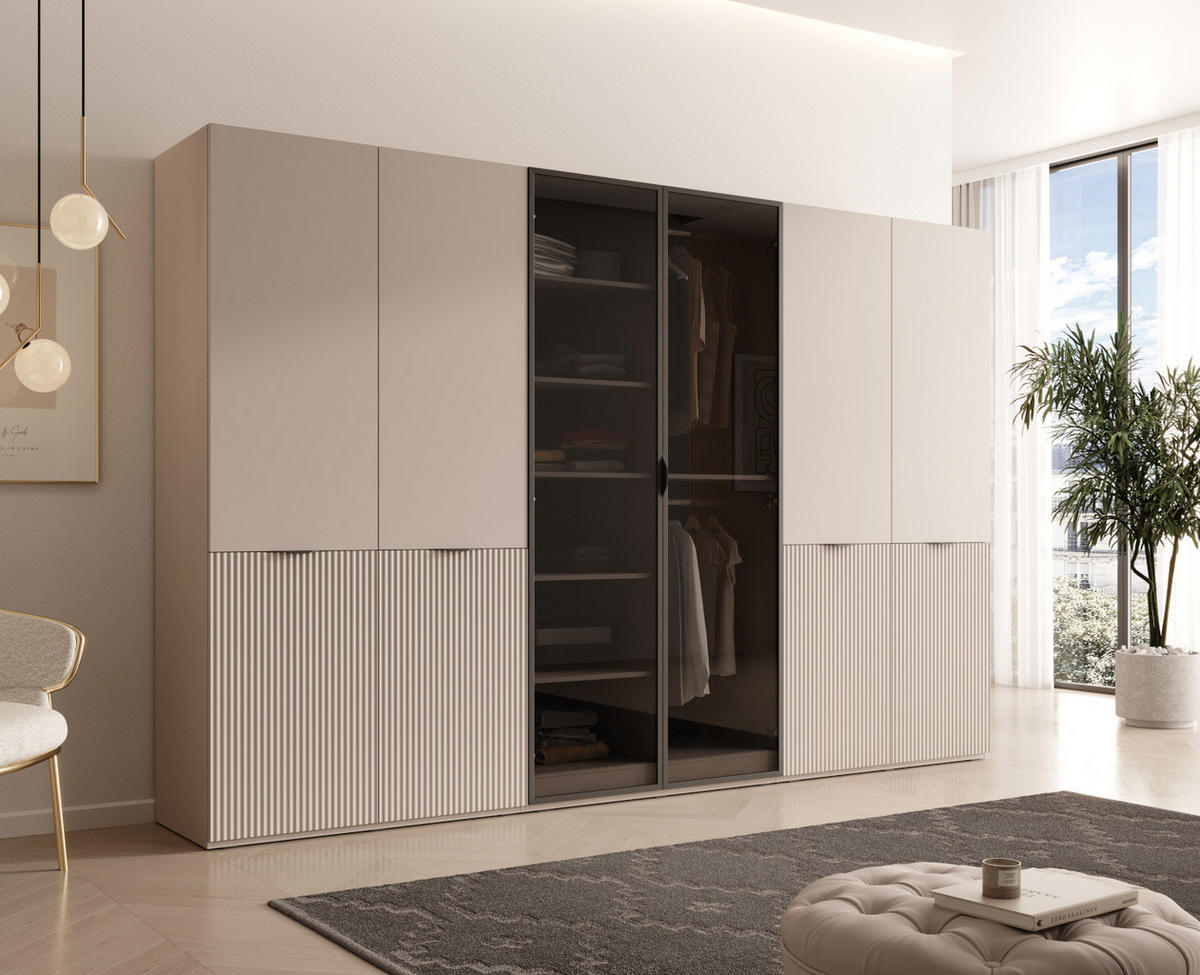 DREHTÜRENSCHRANK ATELIO 303/200/51 cm Modern Kleiderschrank 6-türig Kaschmir - Kaschmir, Holzwerkstoff (303/200/51cm) - MASSENO
