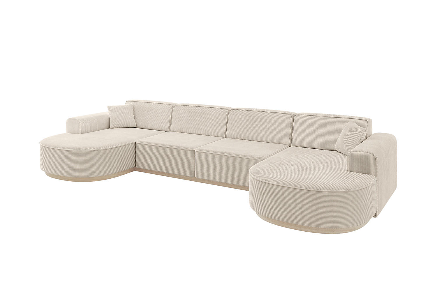WOHNLANDSCHAFT MARI-U2-v1 - 388x171x83 cm Beige Cord - Beige, Holzwerkstoff/Textil (388/83/171cm) - ALTDECOR