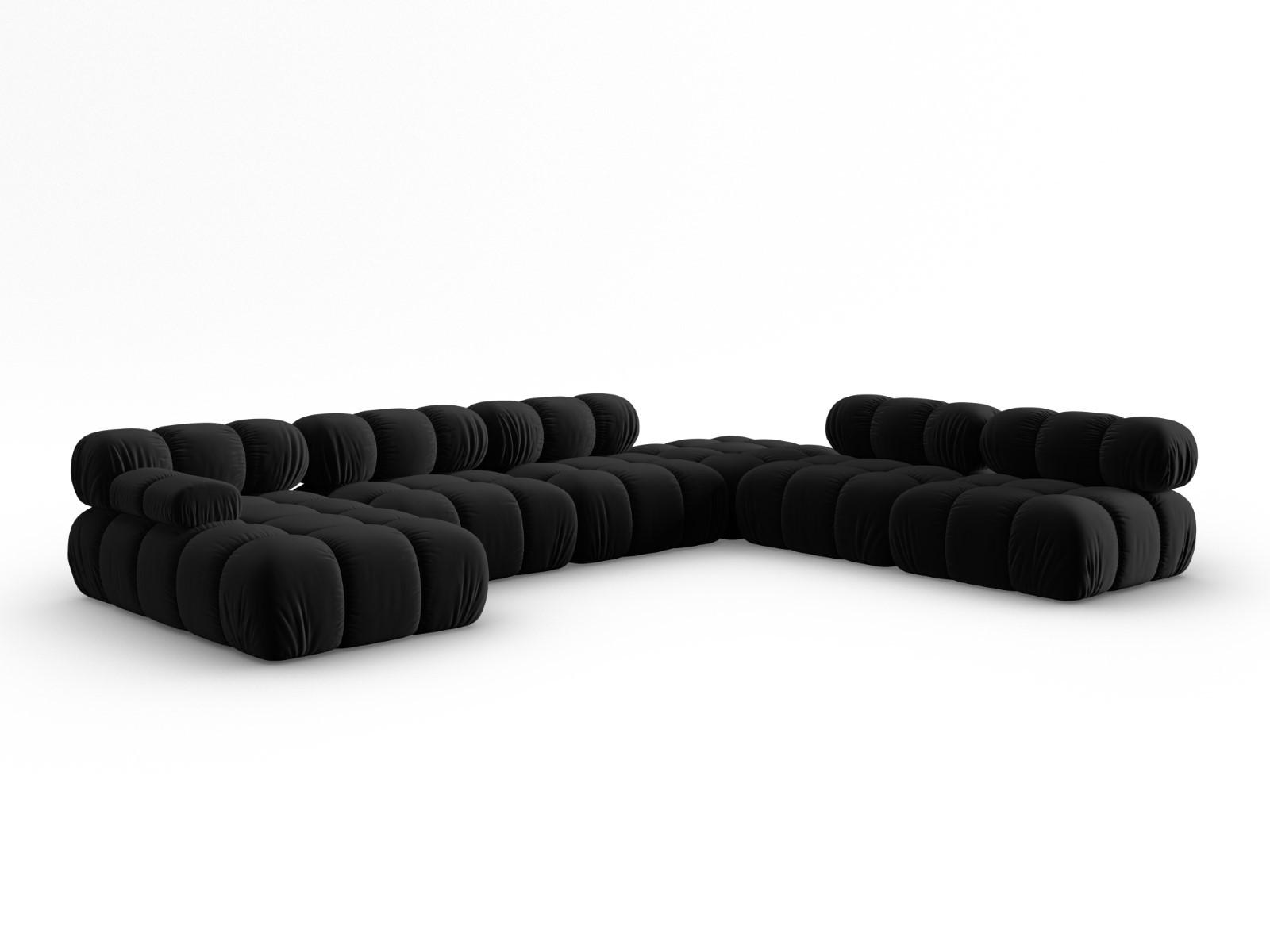 MODULARES-PANORAMASOFA rechts Bellis aus Samt schwarz 7 Sitzplätze - Schwarz, Textil (282/63/379cm) - Micadoni