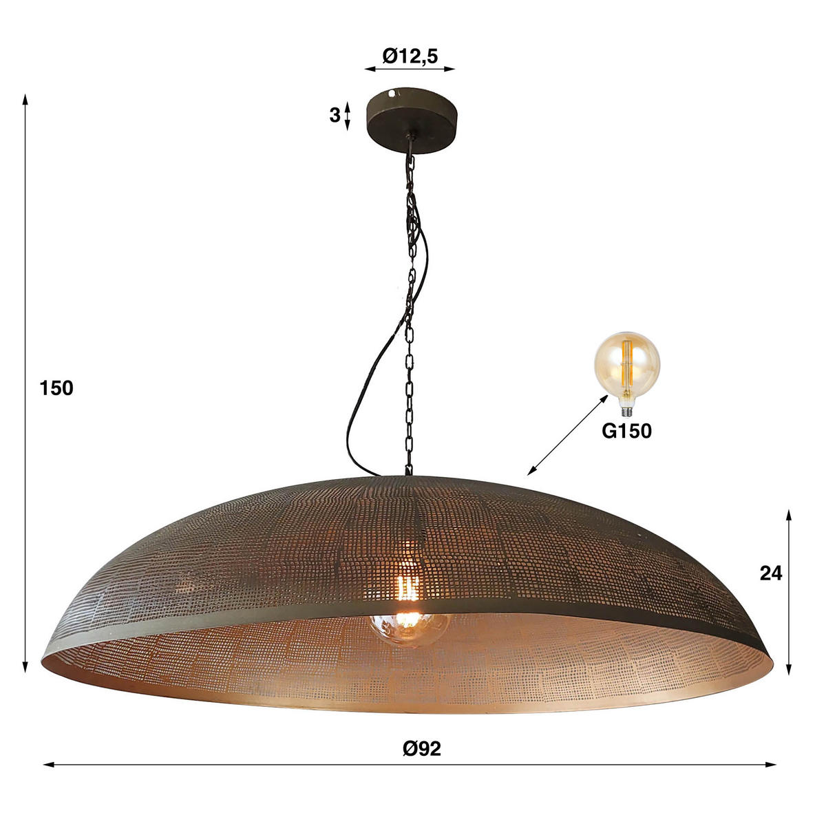 HÄNGELEUCHTE Cosmic Bronze 92/92/ 150 cm - Bronzefarben, Metall (92/92/150cm) - Hoyz Collection