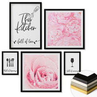 WANDBILDER 5er-Set - 50x50 cm & 20x30 cm & 40x60 cm Schwarzer Rahmen - Zen-Gemälde, Wassersteine, Buddha - Schwarz, Kunststoff (40/60cm) - ArtPrintCave