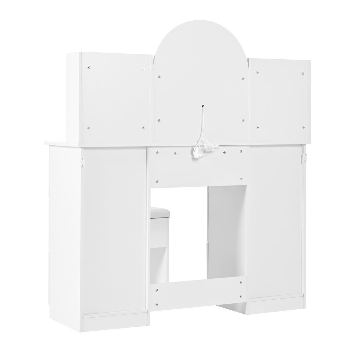 SCHMINKTISCH Weiß LED Spiegel 9 Schubladen 120x40x135cm - Weiß, Holzwerkstoff (40/135/120cm) - FLIEKS