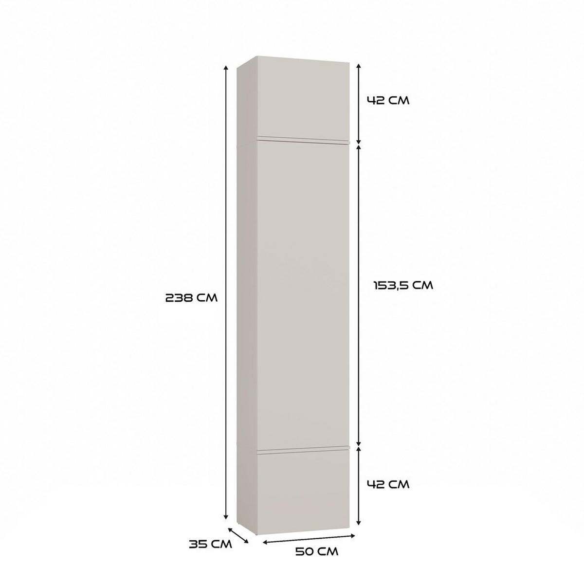 DULAP modern, set de dulapuri: dulap pentru haine și dulap pentru pantofi „cașmir” 150/238/35 - cașmir, compozit lemnos (150/238/35cm) - RAUMHIRSCH FURNITURE