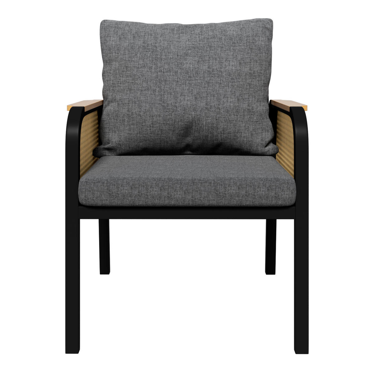 GARTENSETS aus Eisen & Polyester 148x80x75cm Schwarz & Natur - Naturfarben, Metall - Modfu