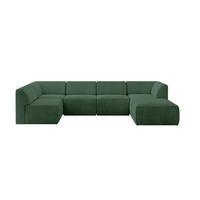 WOHNLANDSCHAFT Ottomane Rechts MOVA 345x180x78 Grün Cord - Waldgrün/Schwarz, Holzwerkstoff/Kunststoff (345/78/180cm) - ALTDECOR