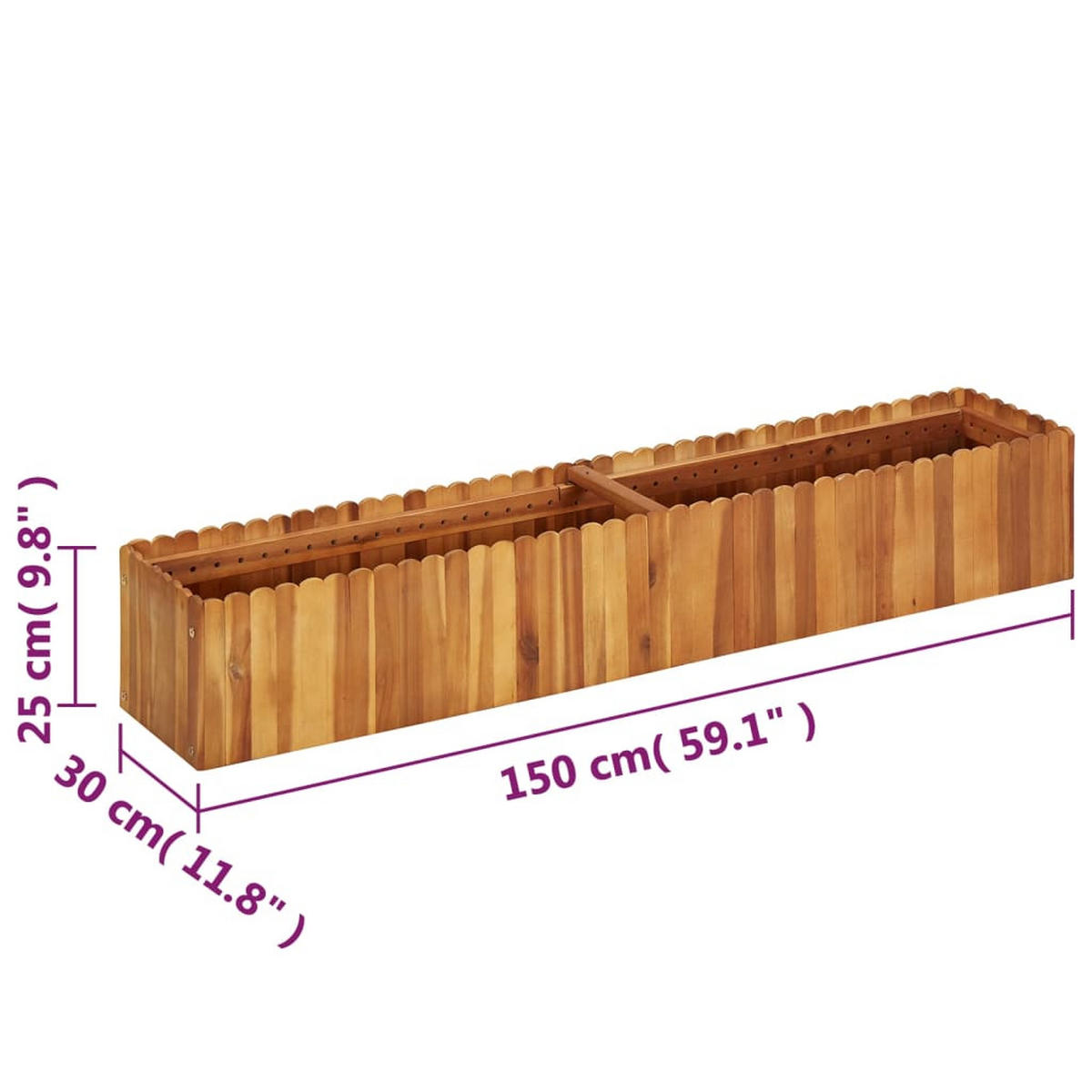HOCHBEET aus Holz JONA 150x30x25 cm Akazienholz - Braun, Holz (150/25/30cm) - DELUKE