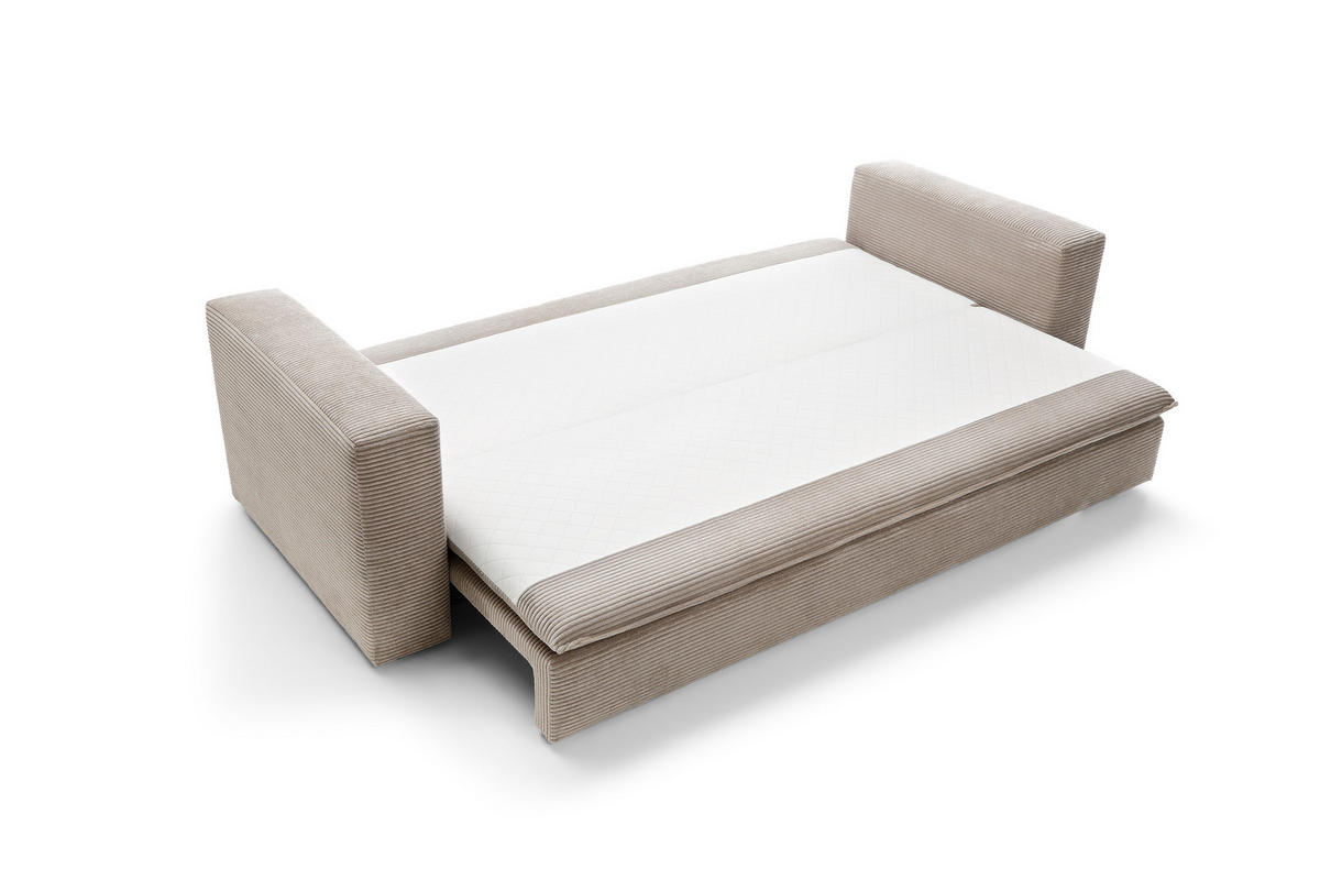 BETTSOFA SCORZA Beige Velours-Stoff mit Schlaffunktion - Beige, Textil (95/82/244cm) - MASSENO