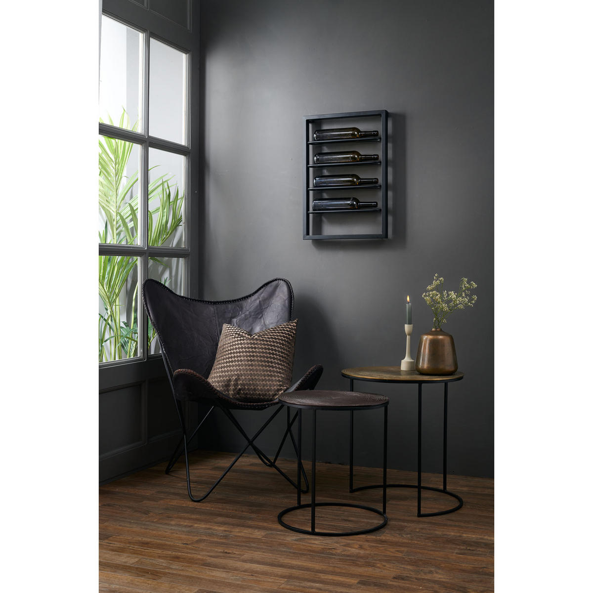 WEINREGAL Amore Schwarz 42/7/60 cm - Schwarz, Metall (7/60/42cm) - Light & Living