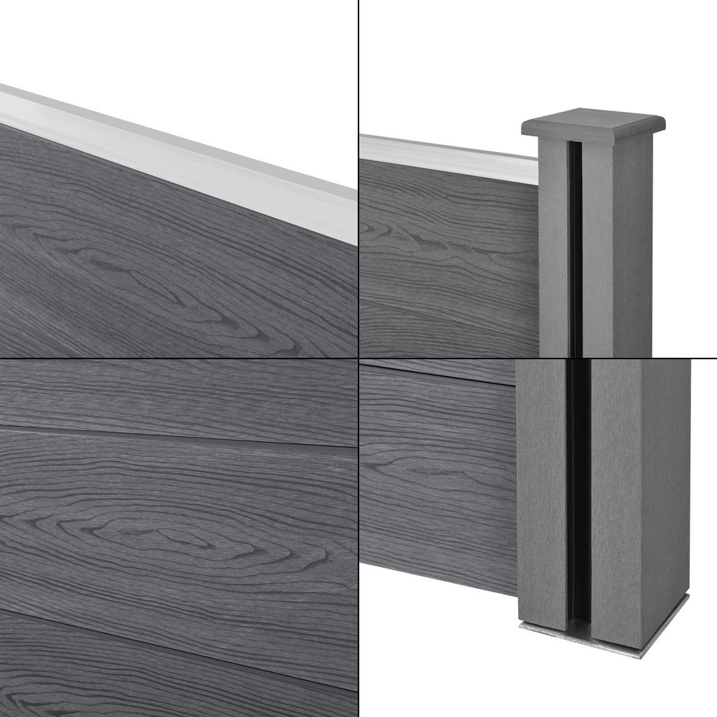 Thumbnail - Neu.holz Gartenzaun, Grau, Kunststoff, 625x183 cm, Sonnen- & Sichtschutz, Sichtschutz Garten