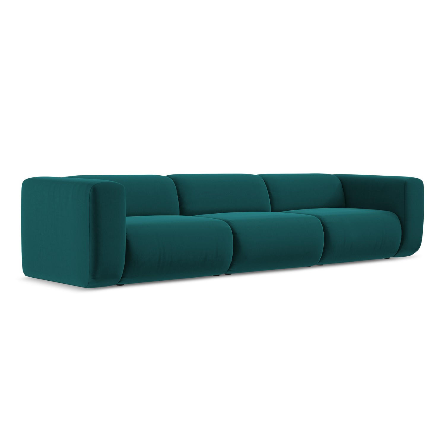 4-SITZER-SOFA Samt Stoff Blau - Blau/Petrol, Kunststoff/Textil (319/70/89cm) - LaMiaSofa