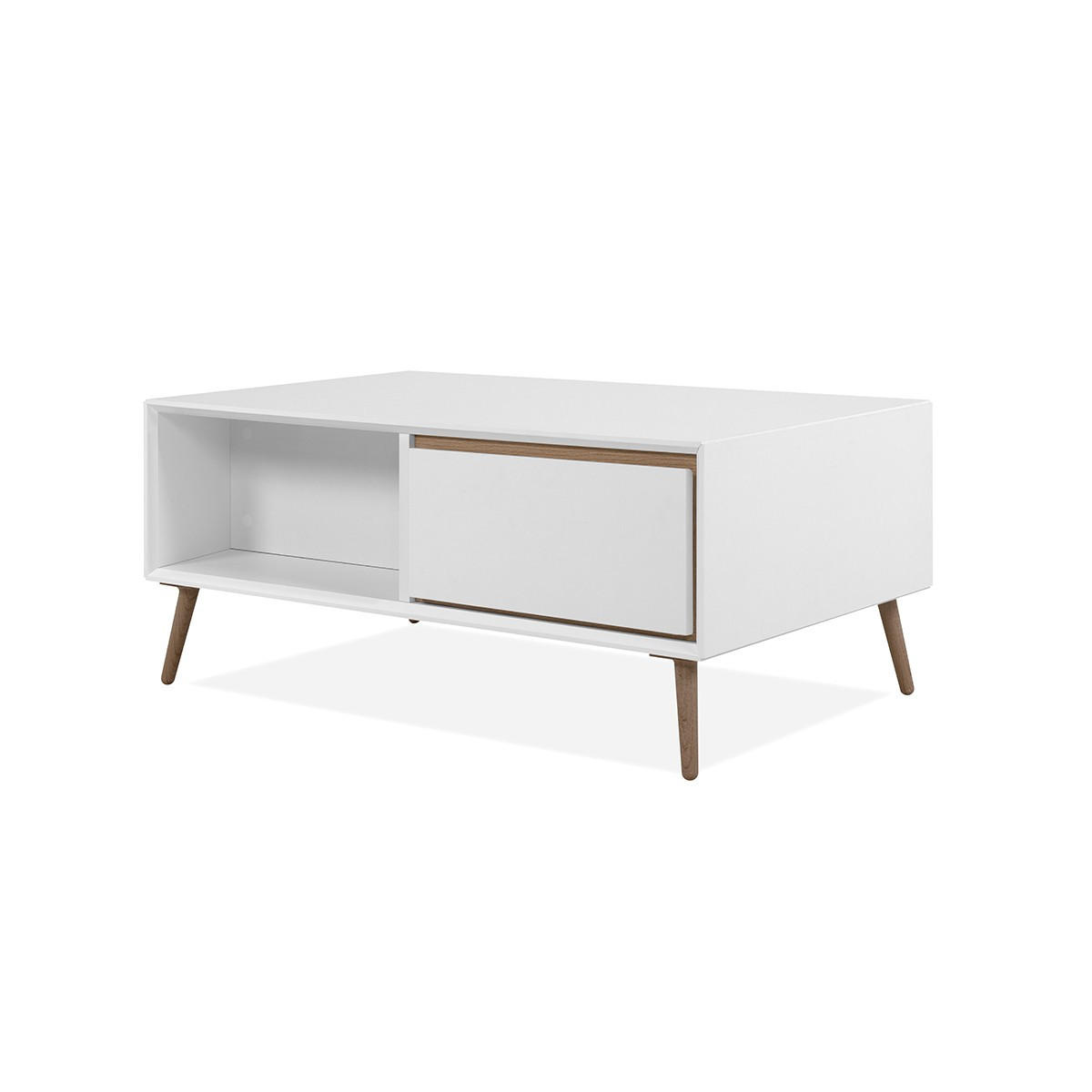 TISCH mit 2 Schubladen und Nischen - Arona - 94/55/40 cm - Weiß, Holzwerkstoff (94/55/40cm) - Calicosy